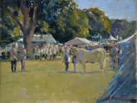 25 Cattle lines, Alresford Show Oil on board 9x12 inches