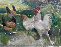 20 Vorvecks and Light Sussex Oil on board 9x12 inches 2,800 